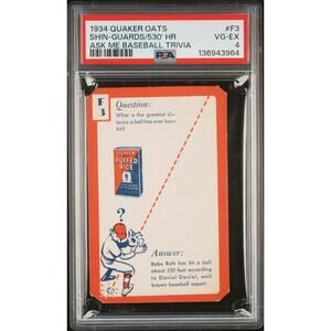 1934 Quaker Oats Babe Ruth PSA 4 New York Yankees 530 Foot HR, Ask Me Baseball